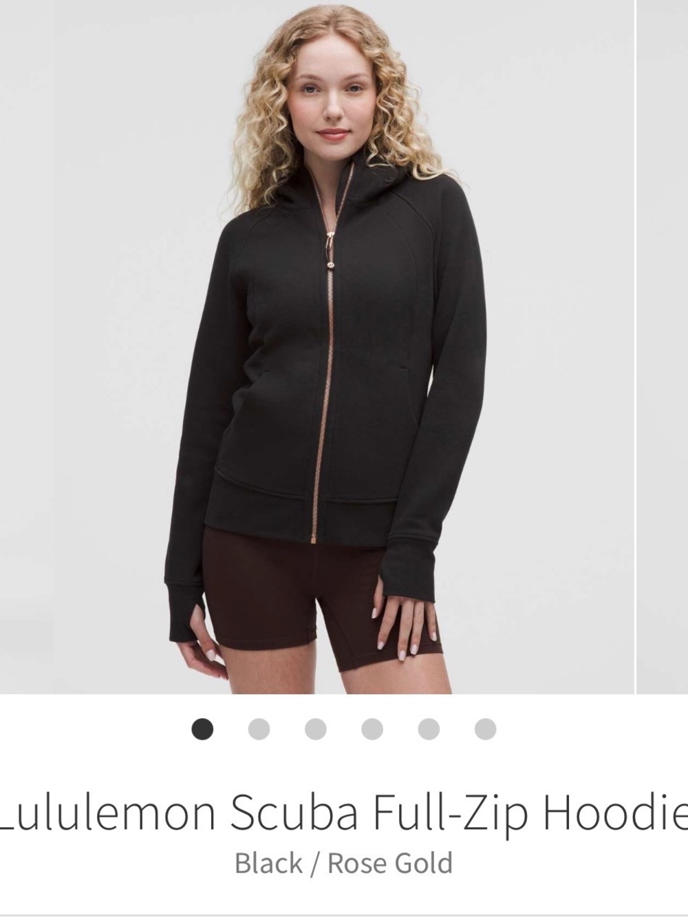 lululemon athletica Black Scuba Zip Hoodie with Rose Gold Hardware
